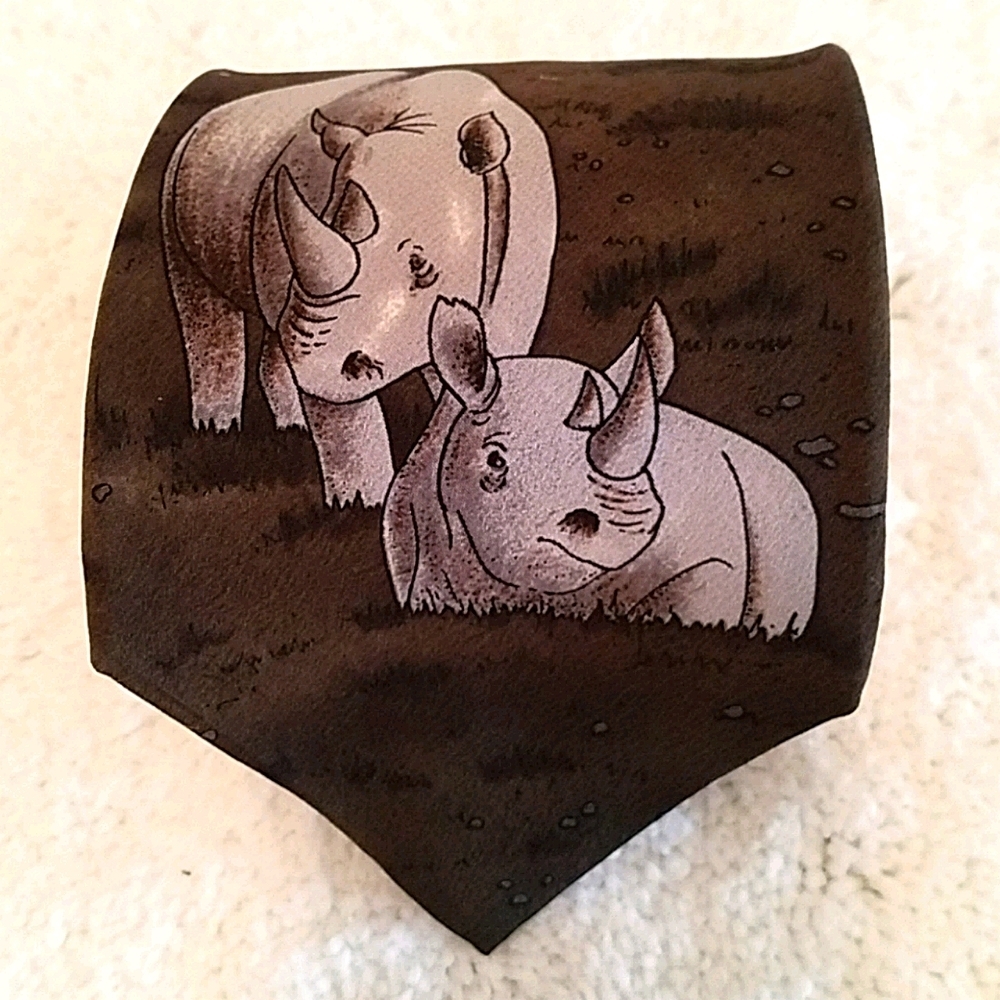World Wildlife 100% Silk Rhinoceros Necktie